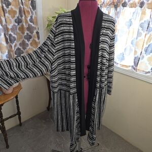 Catherines Monochrome Striped Open Cardigan Size 3X.